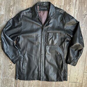 Kenneth Cole Lambs Leather Jacket Men S 90s Y2K Zip SOFT Black Mid Length Grunge